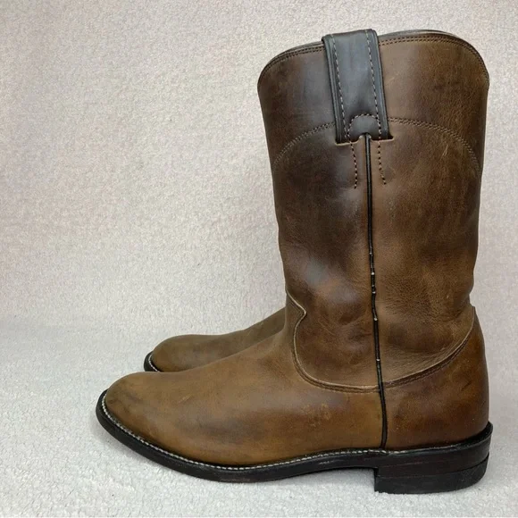 Justin Leather Western Cowboy Roper Boots Women’s 7.5 Brown Southwestern Rodeo - Picture 3 of 14